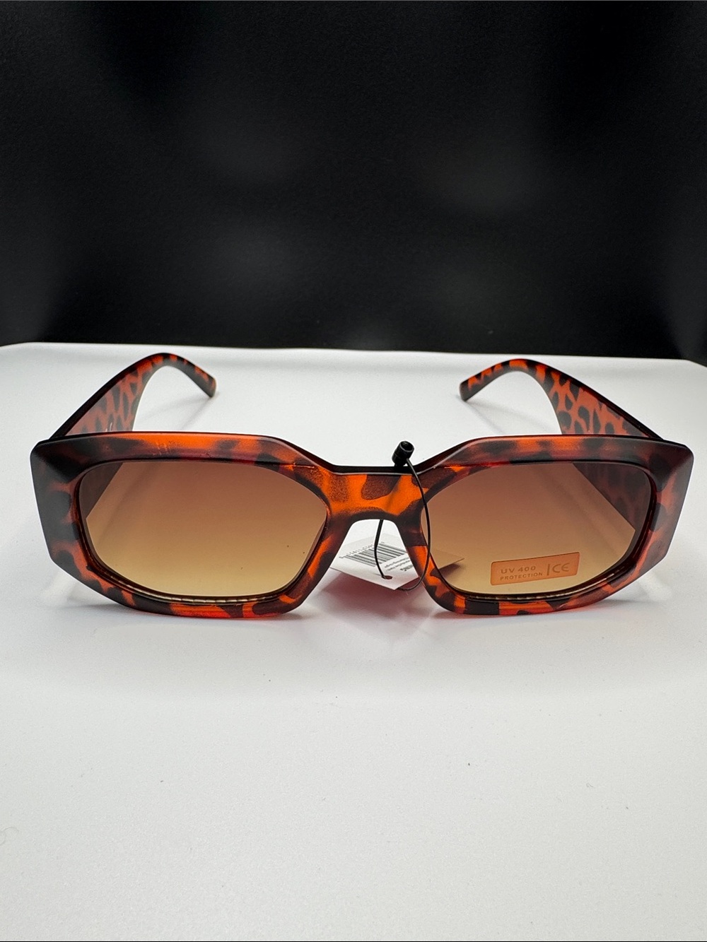 Tortoiseshell Rectangular Women's Sunglasses - Brown Gradient Lenses (7-0) UV 40